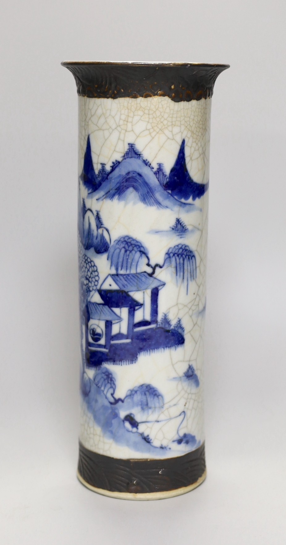 A Chinese crackle-glazed sleeve vase, c.1900. 31cm